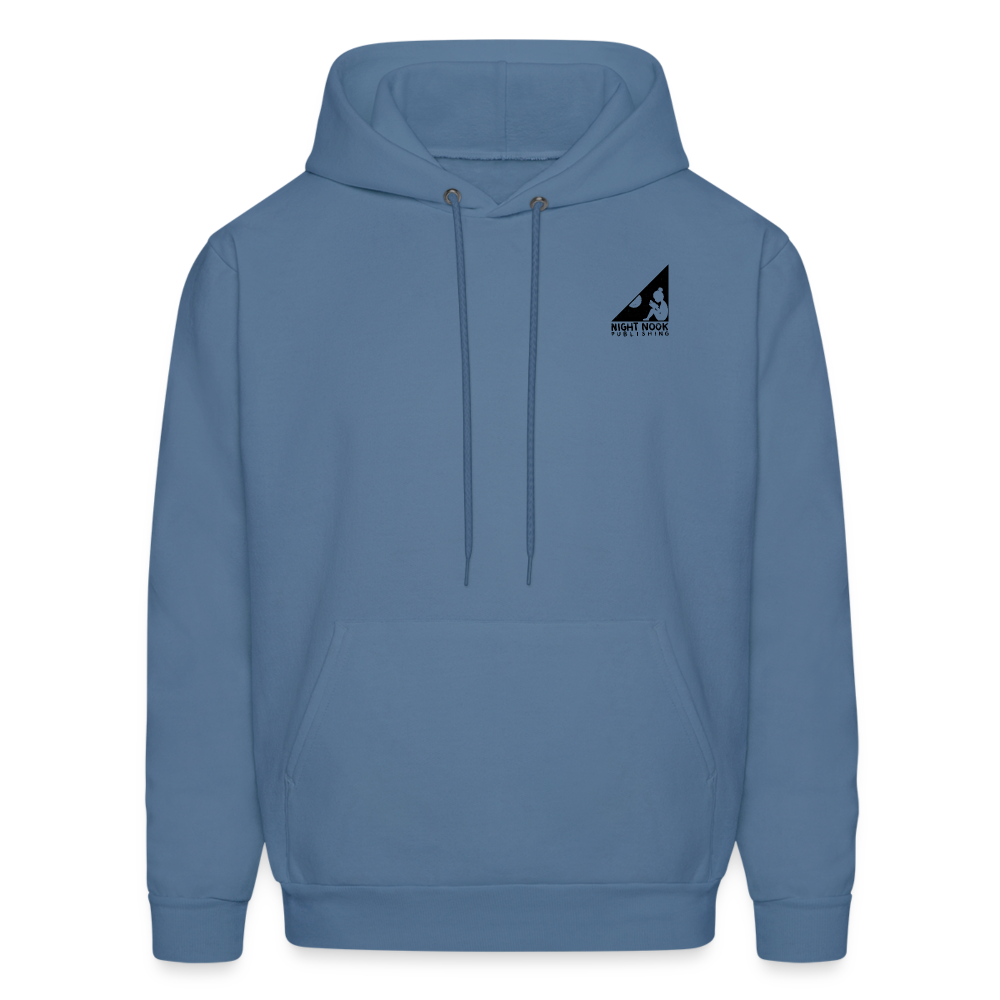 Men's Hoodie with Full Night Nook Publishing Logo - denim blue